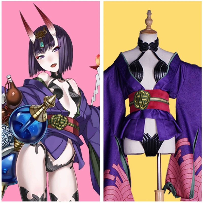 Игра FGO Fate/Grand для Shuten douji костюм косплея фиолетового цвета кимоно великолепное