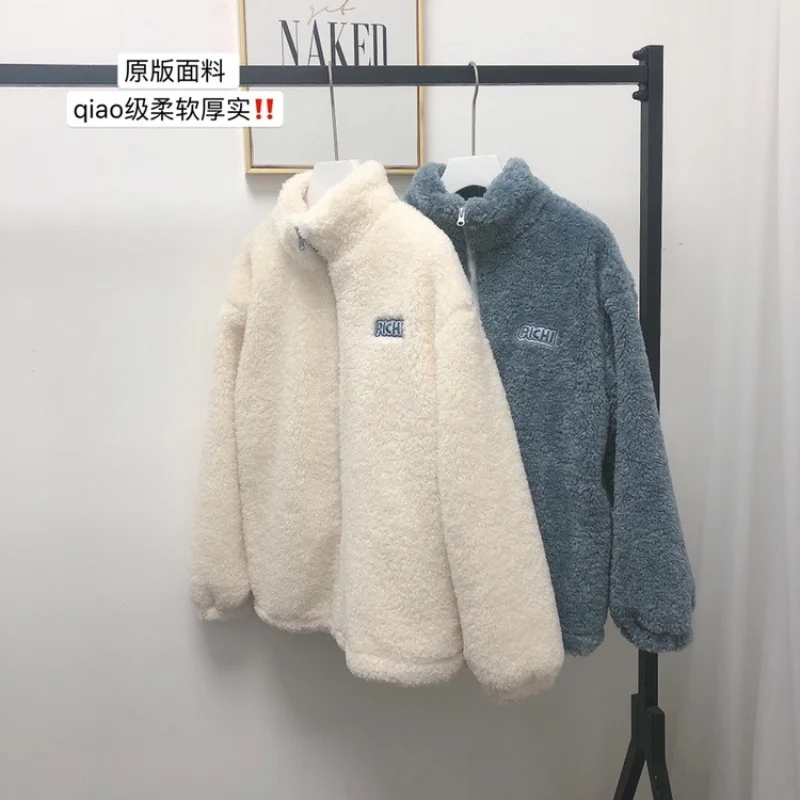 Autumn Winter Lamb Wool Coat Women Korean Turndown Collar Teddy Overcoat Female Harajuku Warm Faux Fur Jackets Outwear