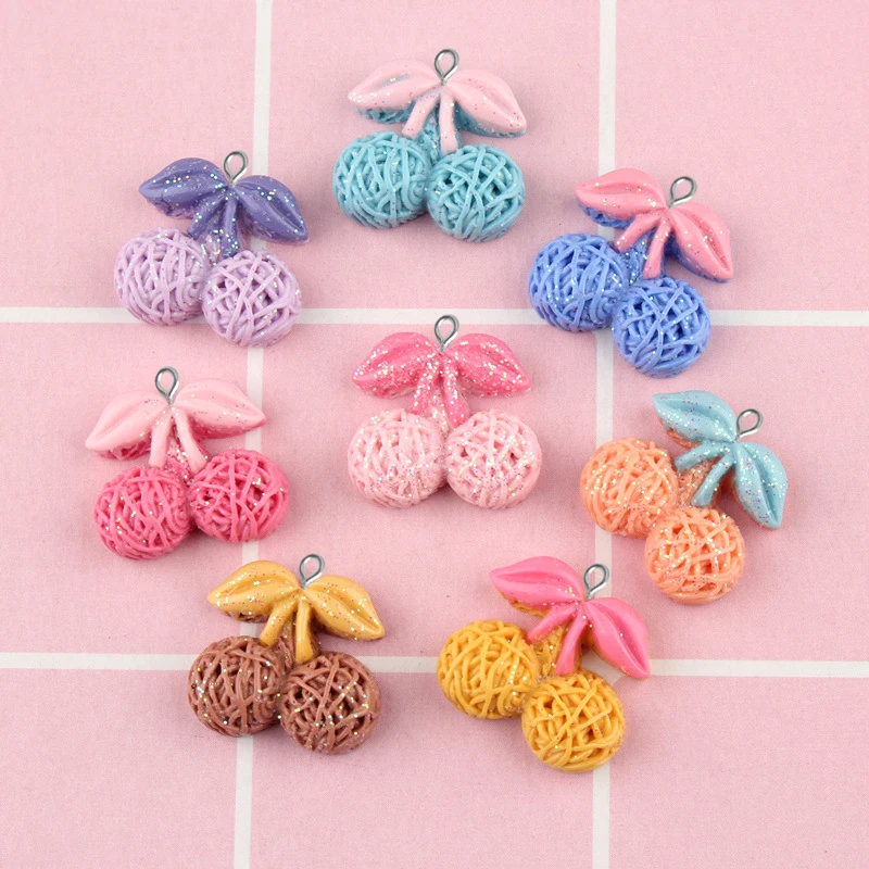 10 шт. 20*17 мм блестящий порошок фрукт сделай сам полимерные вишневые подвески