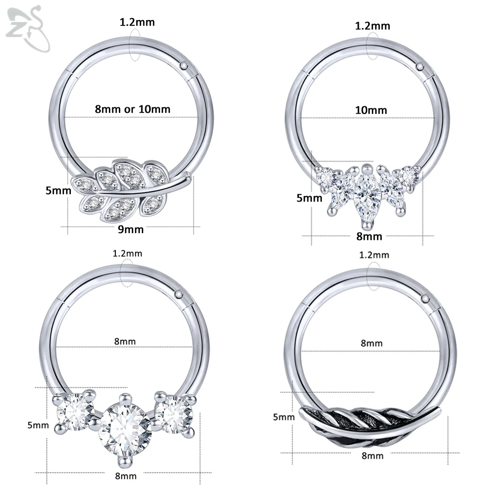 Кольцо для пирсинга носа ZS ювелирное украшение кольцо из нержавеющей стали
