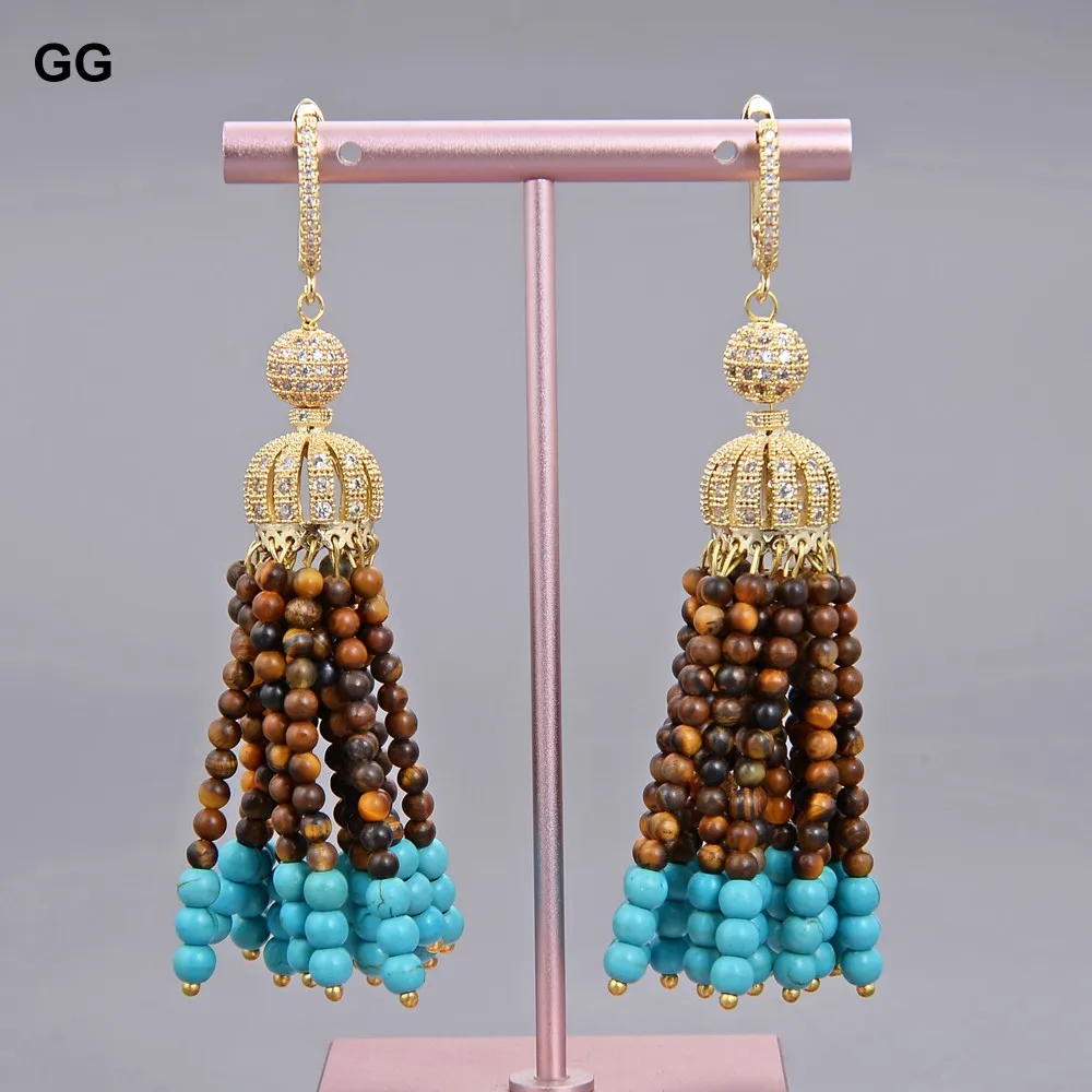 GuaiGuai ювелирные изделия желтый тигровый глаз Синий Бирюзовый драгоценный камень