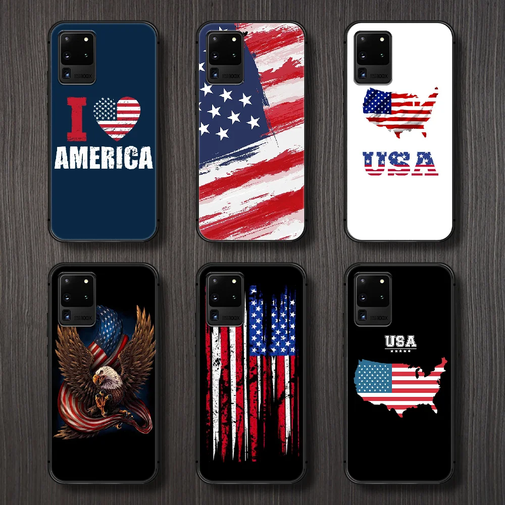Чехол для телефона с американским флагом корпус корпуса Samsung Galaxy S 6 7 8 9 10 e 20 edge uitra