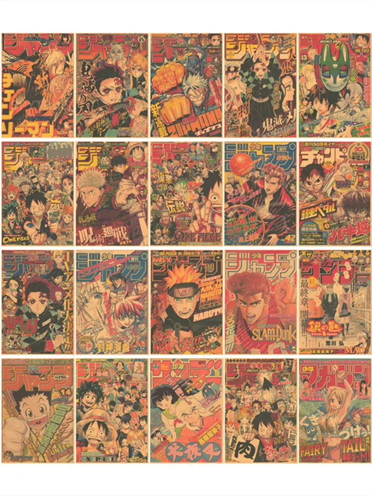 

Японский мультипликационный постер для ресторана, крафт-бумага, украшение, живопись, магазин еды, Настенная Наклейка