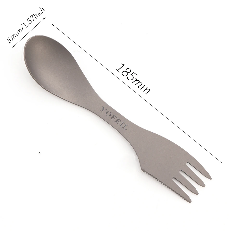Кемпинг Titanium Ложка Вилка Три в одном Сверхлегкий Titanium Посуда Кемпинг Открытый Spork Открытый Туризм Аксессуары