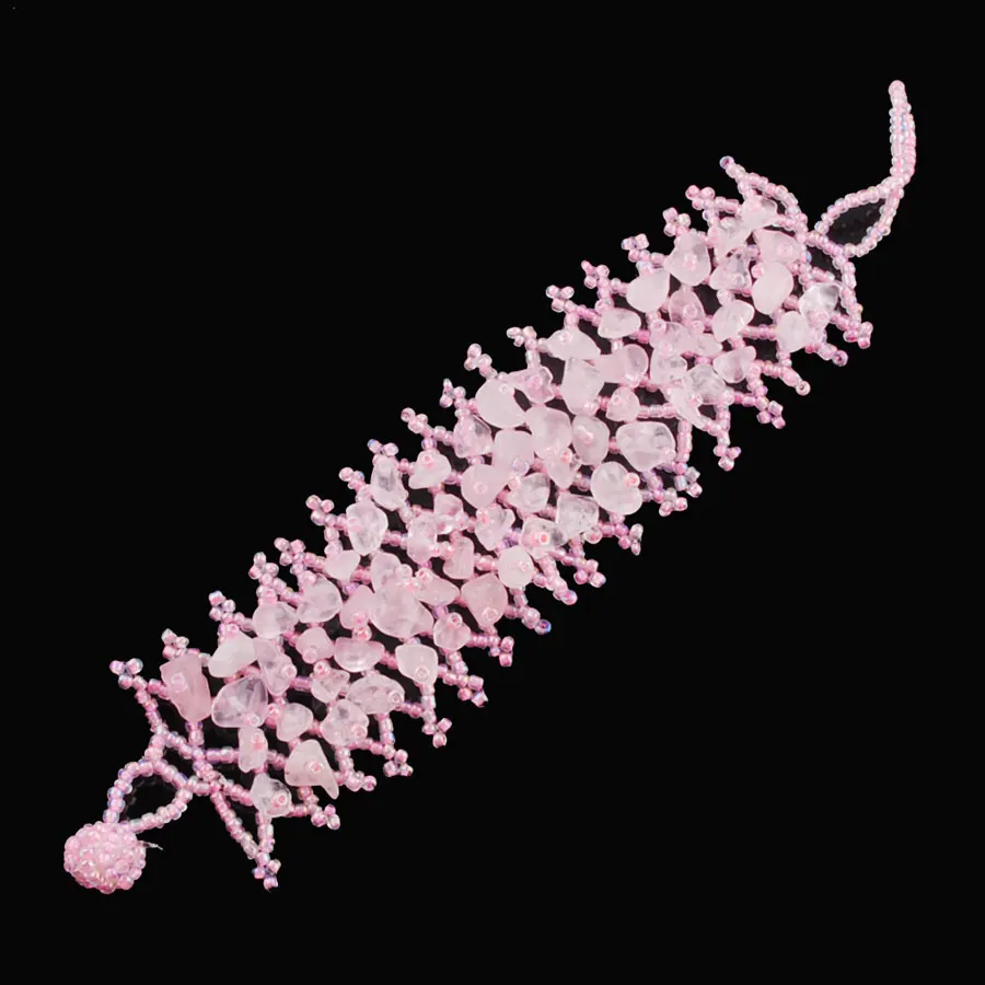 

WOJIAER Natural Pink Rose Quartz Stone Weave Bracelets Chips 4~8mm Beads Stretch Adjustable Bracelet 7~7.5Inches Jewelry PK3029