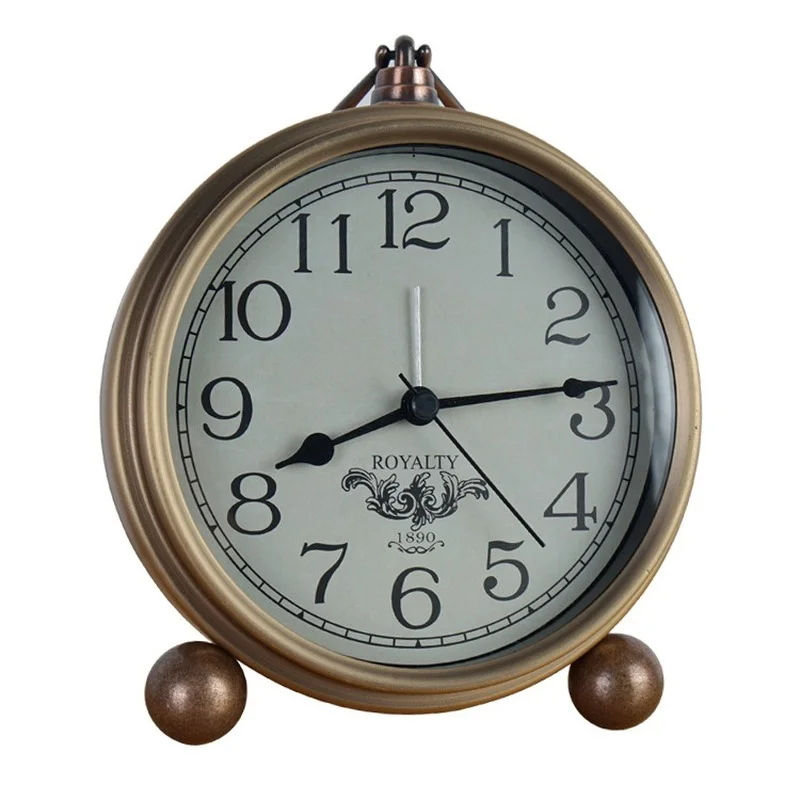 

Retro Wrought Iron Alarm Clock American Creative Electronic Clock Household Simple Luminous Student Personality Mute Clock