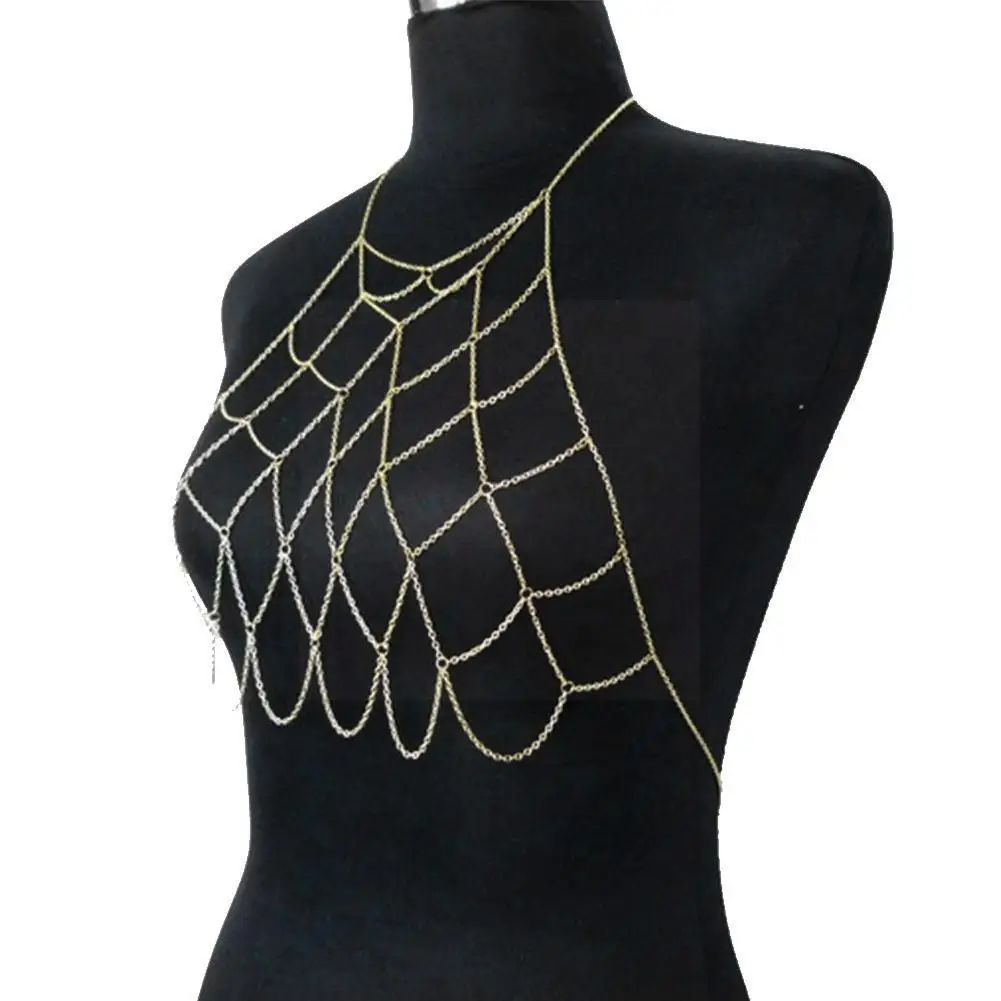 

Geometric Mesh Body Chain New European And American Beach Fashion Sexy Show Chain Chest Handmade L7g2