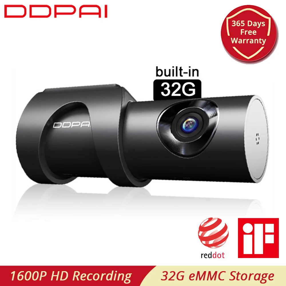 DDPAI Mini 3 Dash Cam DVR Car Camera 1600P Auto Drive Vehicle Video Recroder 32G eMMC 24H Parking Monitor 140 Degrees Wide Angle