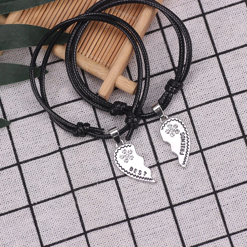 DIY креативный браслет в форме сердца лучший друг стразы из сплава кулон с
