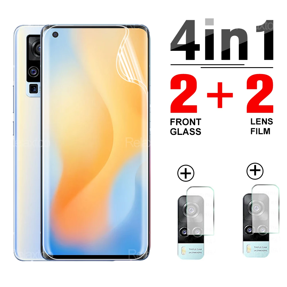 

4 in 1 Hydrogel Front Film Not Glass For Vivo X50 Pro On VIVO x 50 50Pro Camera Protector Glass Safety Screen Full Cover Film