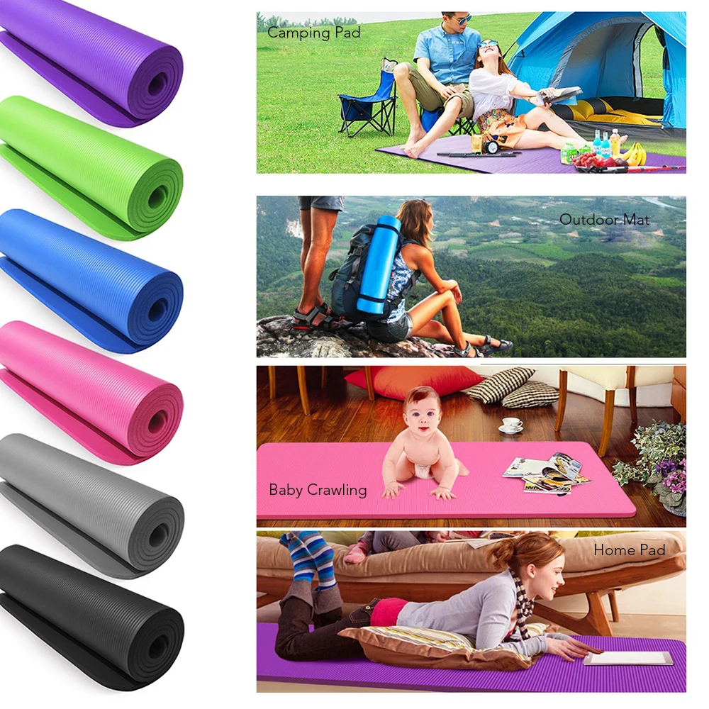 Коврик для йоги толщиной 10 мм нескользящий коврик упражнений с ремешком