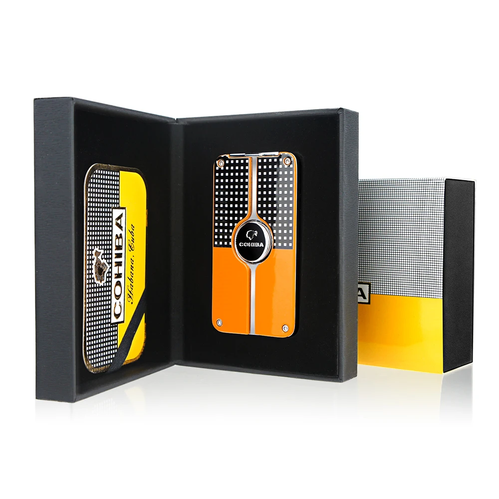 

COHIBA Cigar Lighter Torch 3 Jet Flame Refillable Butane Gas Cigarette Windproof Lighter Smoking Accessories for Gift Box