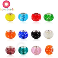 10 pcs mixed color 16mm round handmade luminous lampwork glass big hole beads assortment fit pandora bracelet for jewelry making