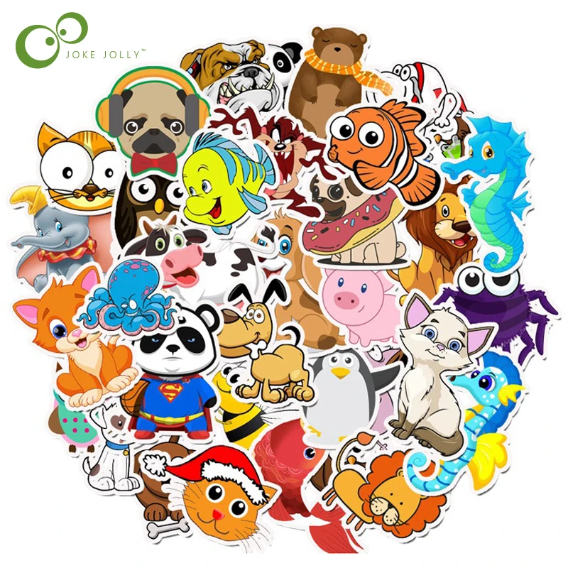 50 шт. милые наклейки с животными из мультфильмов наклейка для багажа сноуборда