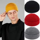 Мужская зимняя теплая шерстяная вязаная шапка SkullCap Женская Стандартная шапка повседневные эластичные шапки унисекс с короткой нитью