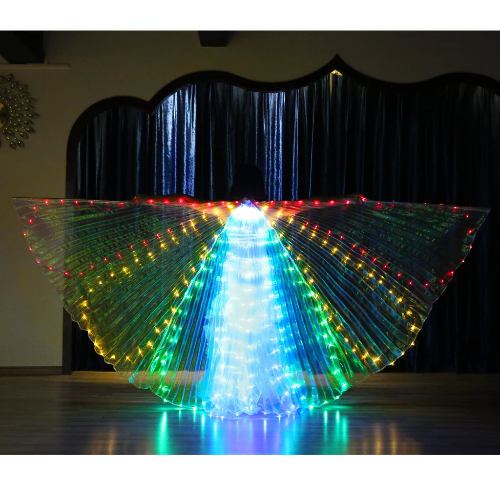 Belly Dance LED Isis Wings Egyptian Indian Club Light up Dancing Wings with Sticks
