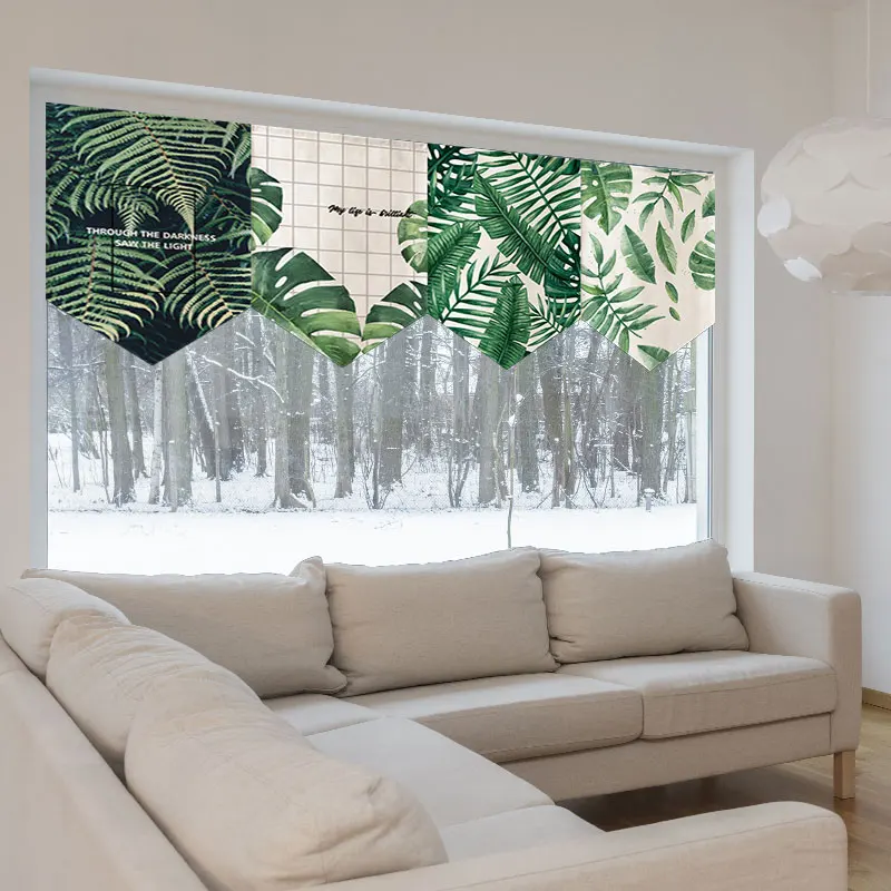 Нордическое зеленое растение короткая японская занавеска треугольная