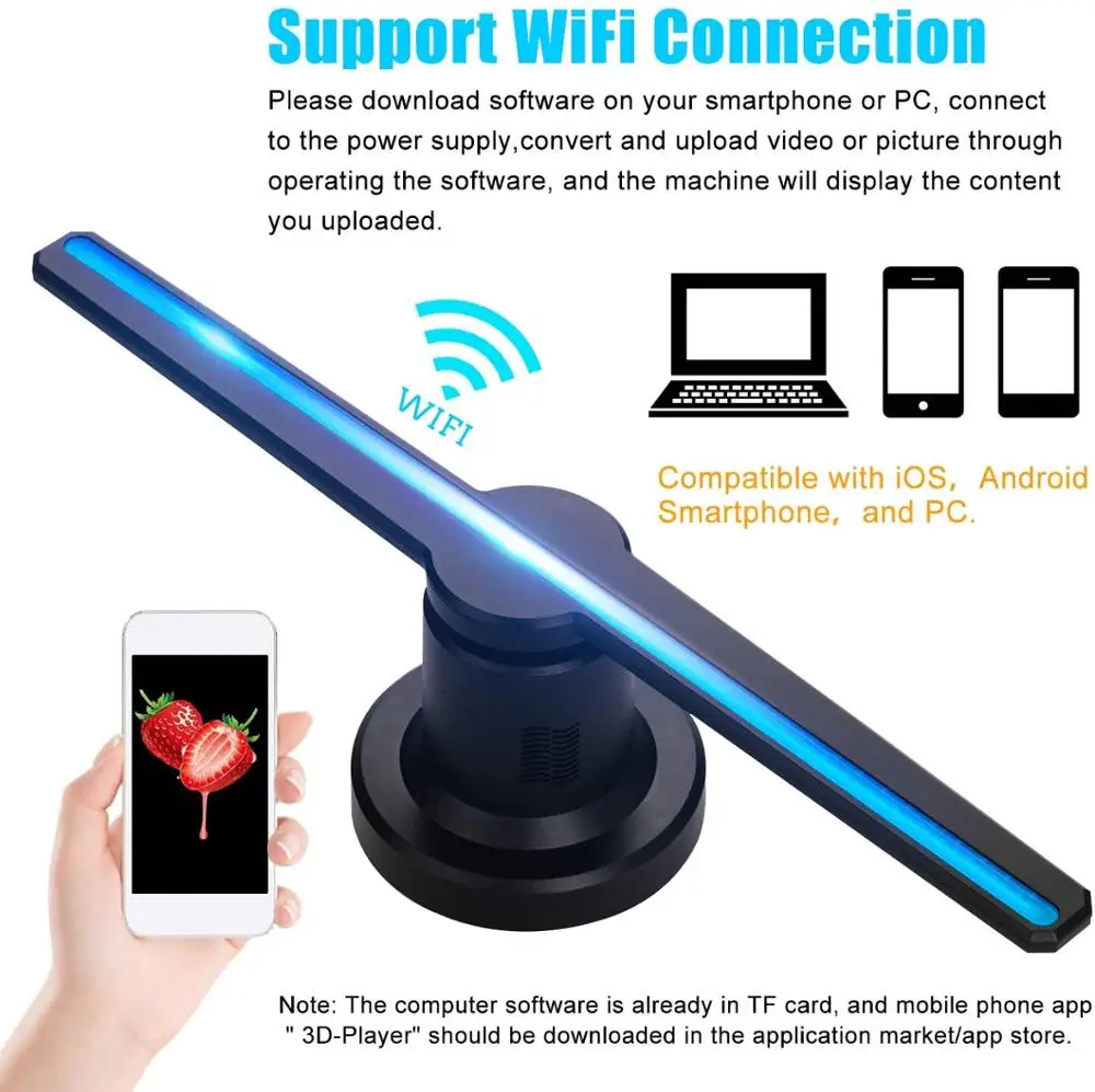 Wi Fi 3D голографический проектор голограмма плеер невооруженный глаз светодиодный