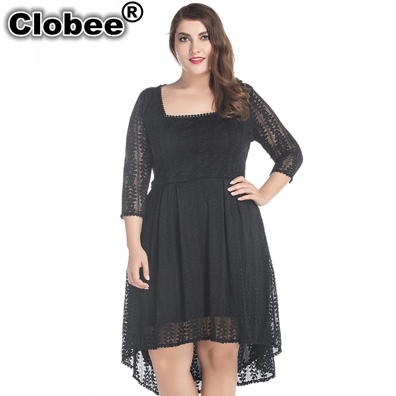 Женское кружевное платье с расклешенным рукавом размеры до 7XL | Женская одежда