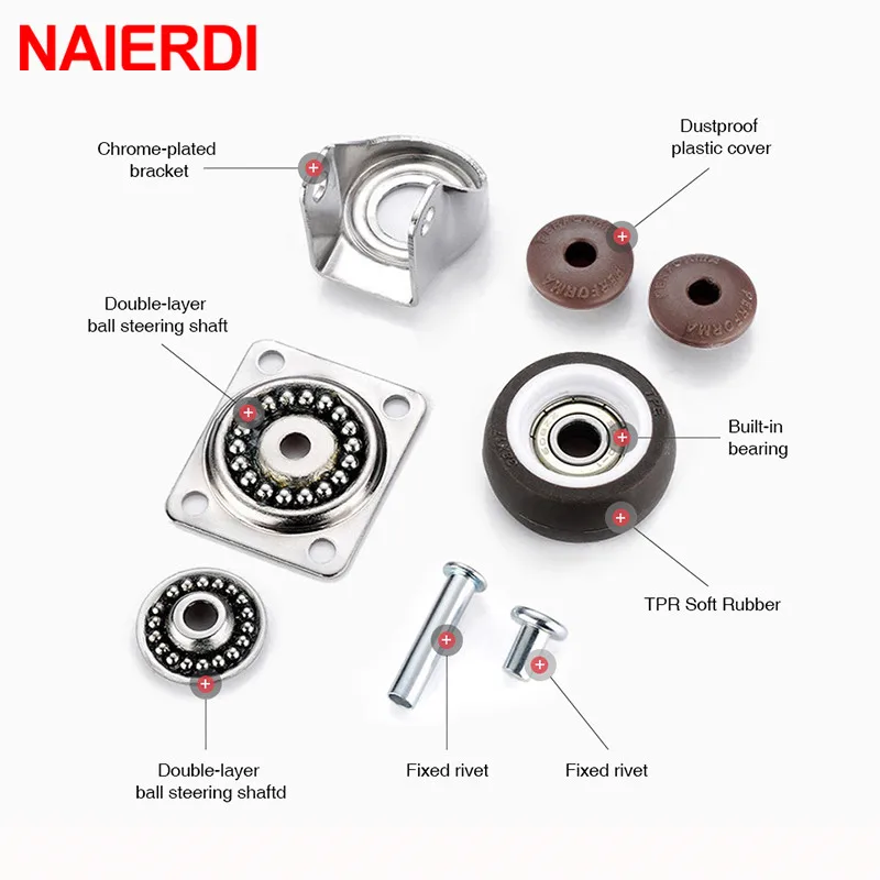 4 шт. NAIERDI 1 5 &quot / 2&quot мебельный ролик поворотные колеса сверхмощные мягкие