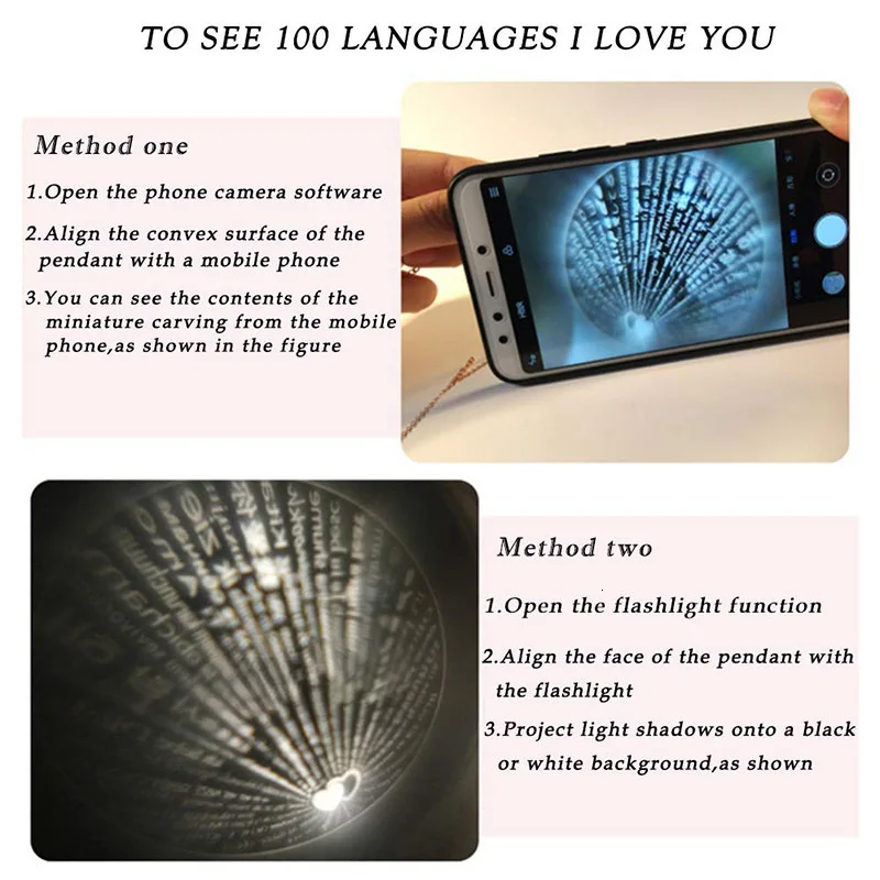 Женское колье с подвеской проектором Я тебя люблю на 100 языках|Ожерелья