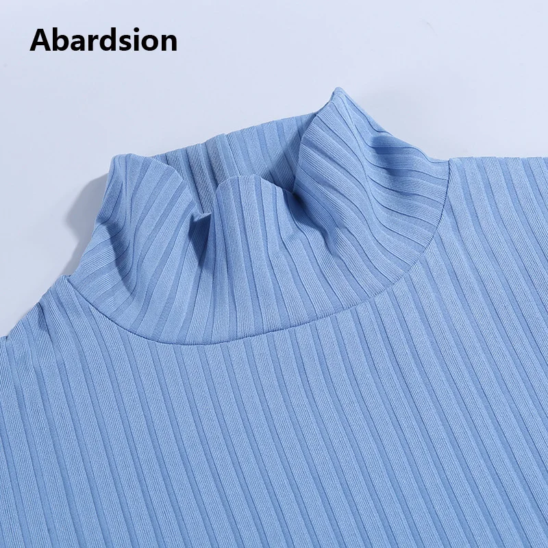Abardsion женское трикотажное платье облегающее миди Vestidos длинный рукав водолазка