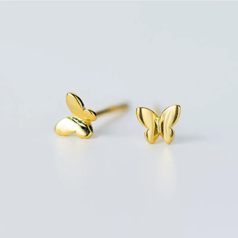 Женские серьги гвоздики с золотыми бабочками модные милые миниатюрные из 100%