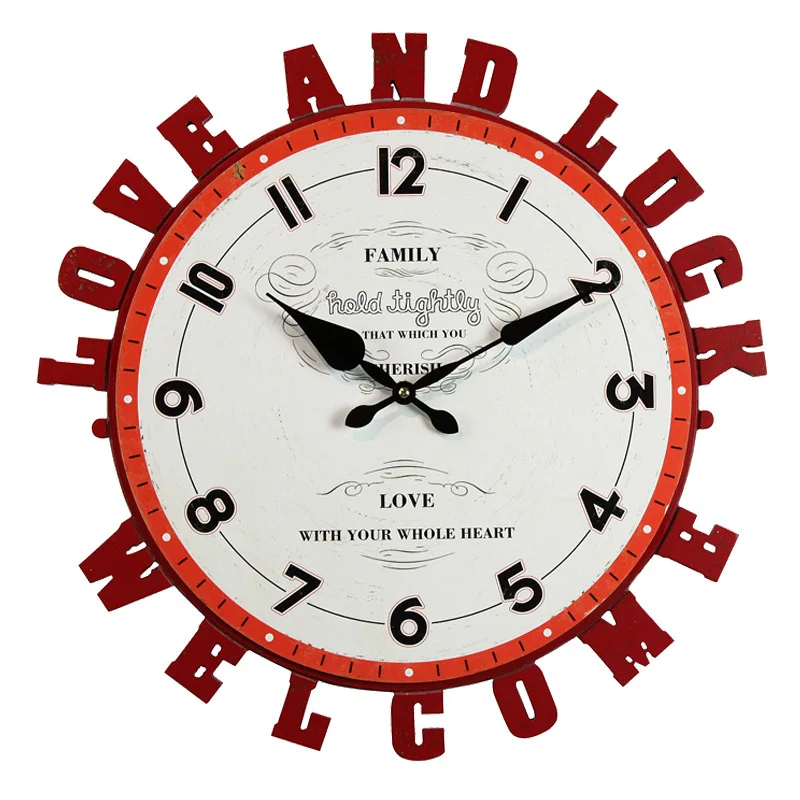 Настенные часы креативные большие 3d с алфавитом 50 см в стиле потертый шик