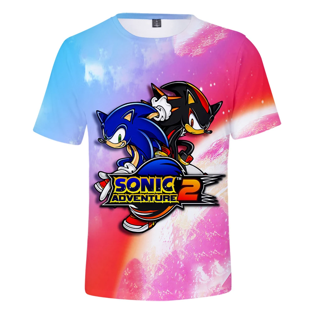 Футболка с ежиком Sonic для мальчиков и девочек Повседневная летняя Мягкая