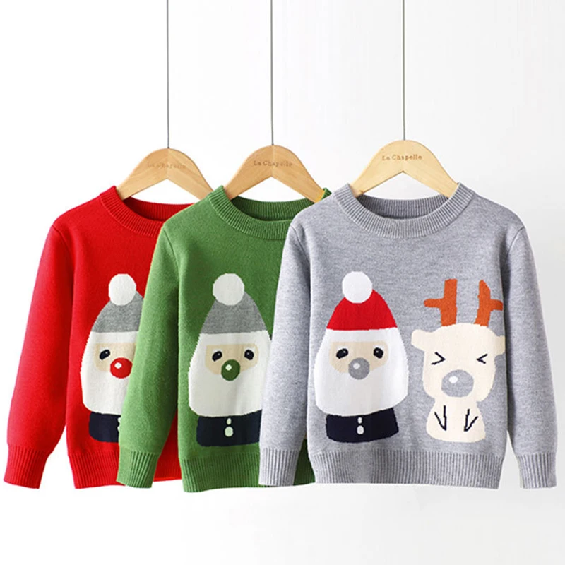 

Christmas Knit Baby Boys Girls Sweater Autumn Winter Kids Knitwear Pullover Sweater Snowman Knitted Sweater Children's Clothing