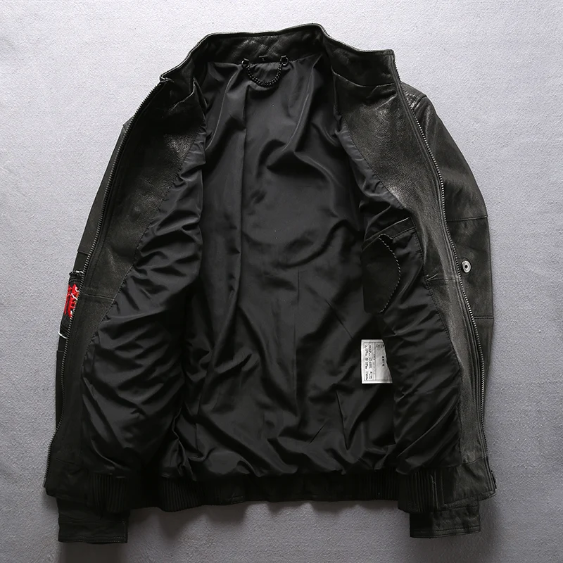 Мужская мотоциклетная куртка из натуральной кожи Классическая овечьей высокого