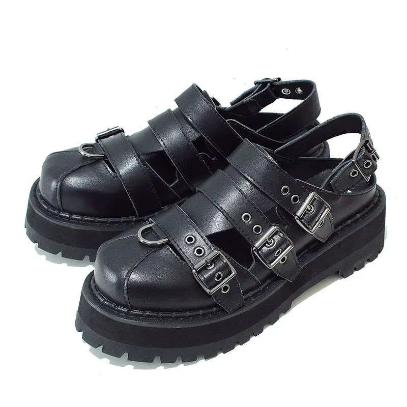 Сандалии женские на платформе в стиле Харадзюку босоножки ремешке с пряжкой панк