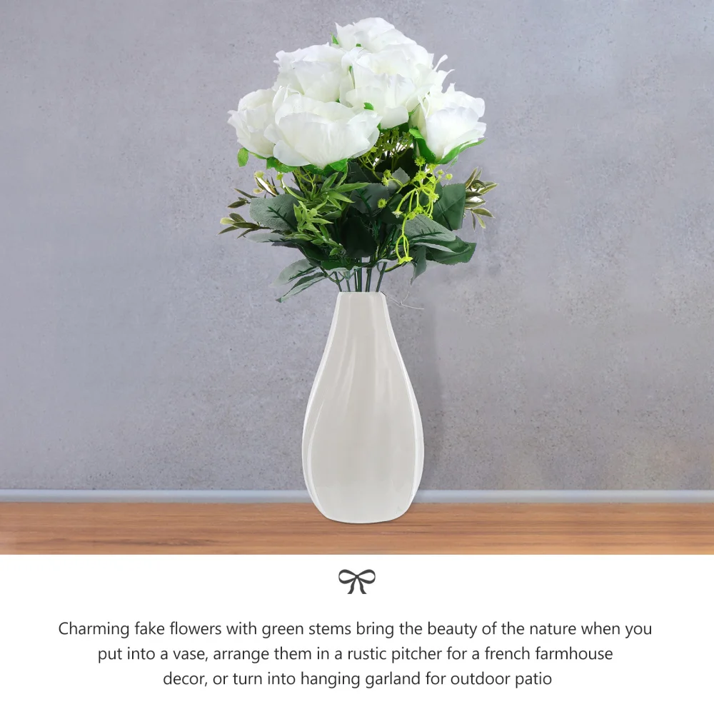 

1pc Artificial Flowers 12-head Rose Flower Bouquet for Wedding Decoration