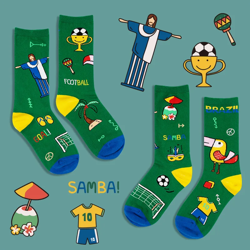 

1 Pair Unisex Funny Socks LeftRight Different Woman Japan Mexico China Thailand Brazil Women Socks Street Wear Harajuku EUR36-44