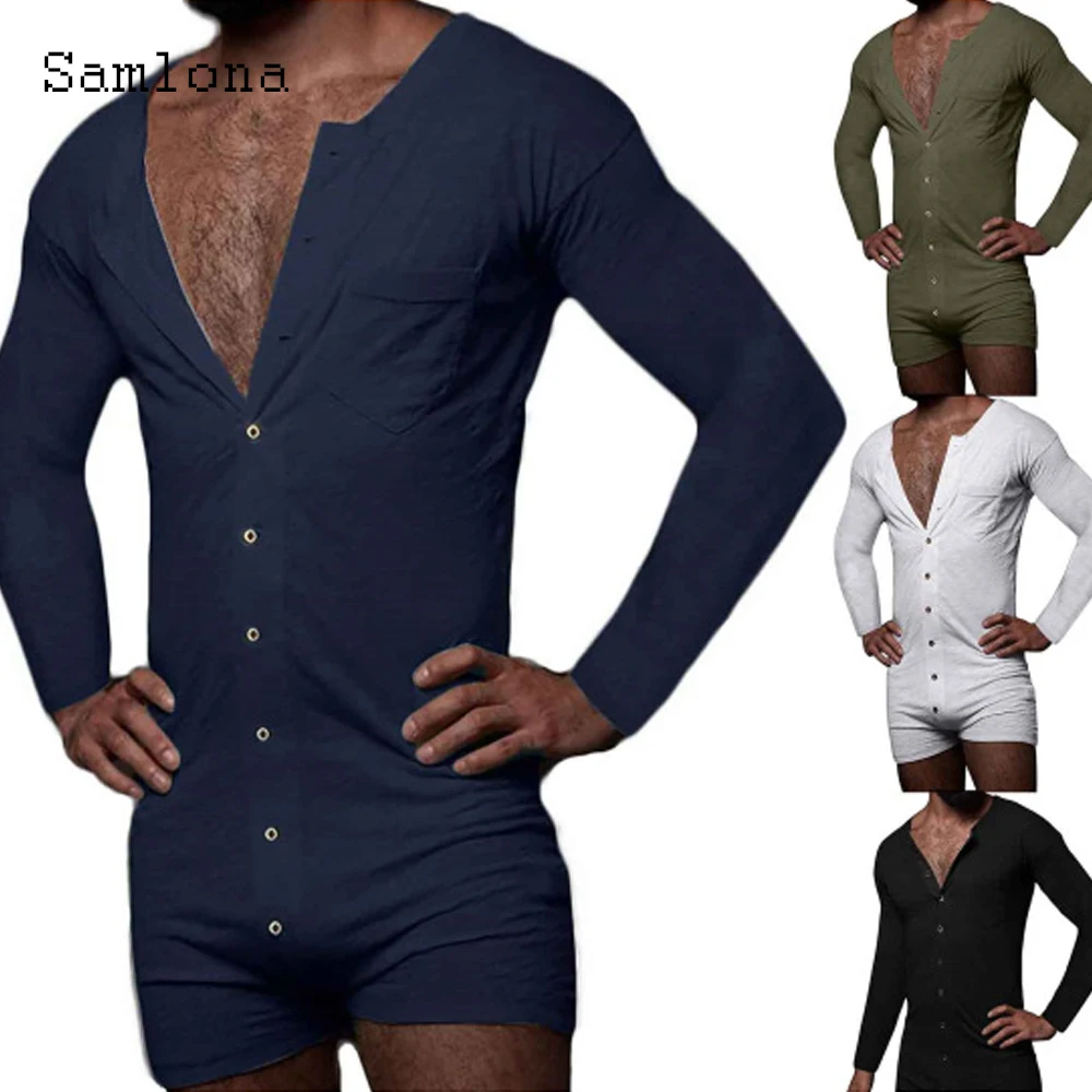 Erkekler tek göğüslü Playsuits katı wethome tulumlar uzun kollu açık kasık tulumlar tulumlar seksi erkek giyim 2021