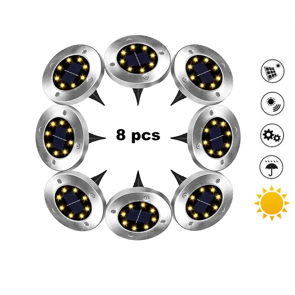 

2-8 шт., водонепроницаемые светодиодные фонари на солнечной батарее, 4 светодиодный 8/12/16/20