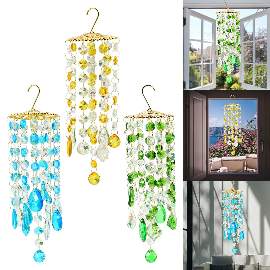 

Shining Wind Chime Coating Crystal Hanging Window Suncatcher Reflecation Garden Home Decor