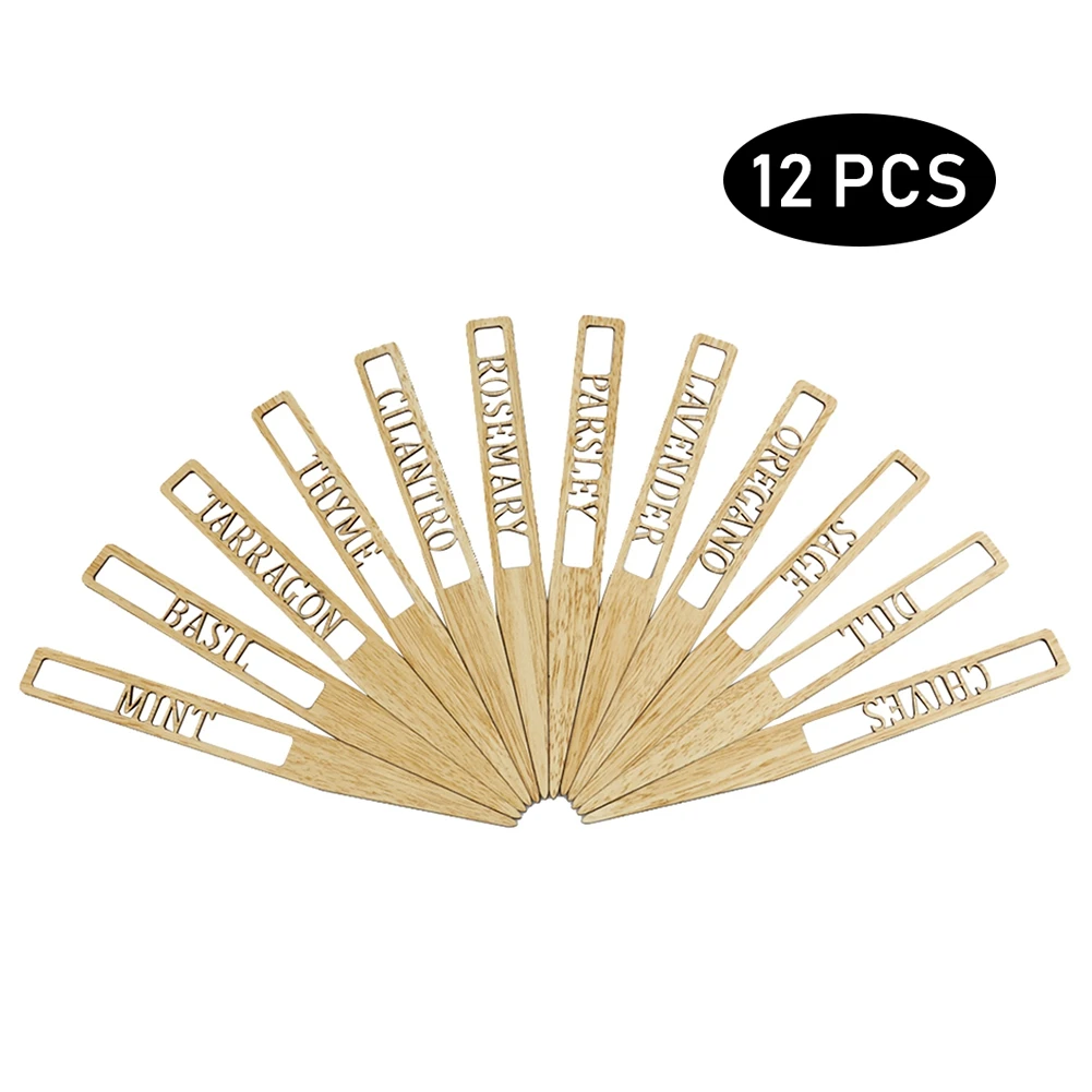 

Tall Bamboo HERB Markers For Garden Indoor And Outdoor Use 12pcs Plant Markers Stakes To Label You Favourite Kitchen And Garden
