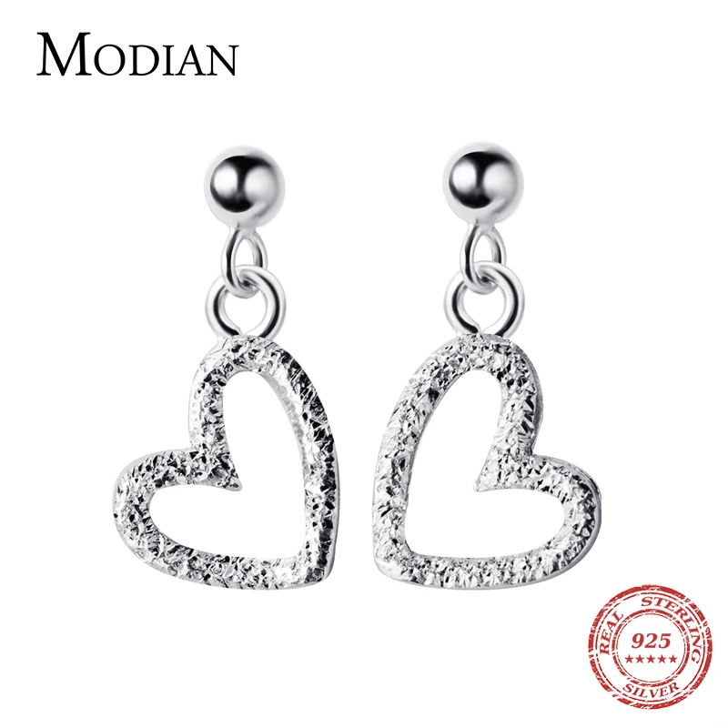 Modian Аутентичные 925 стерлингового серебра матовые винтажные свисающие серьги для