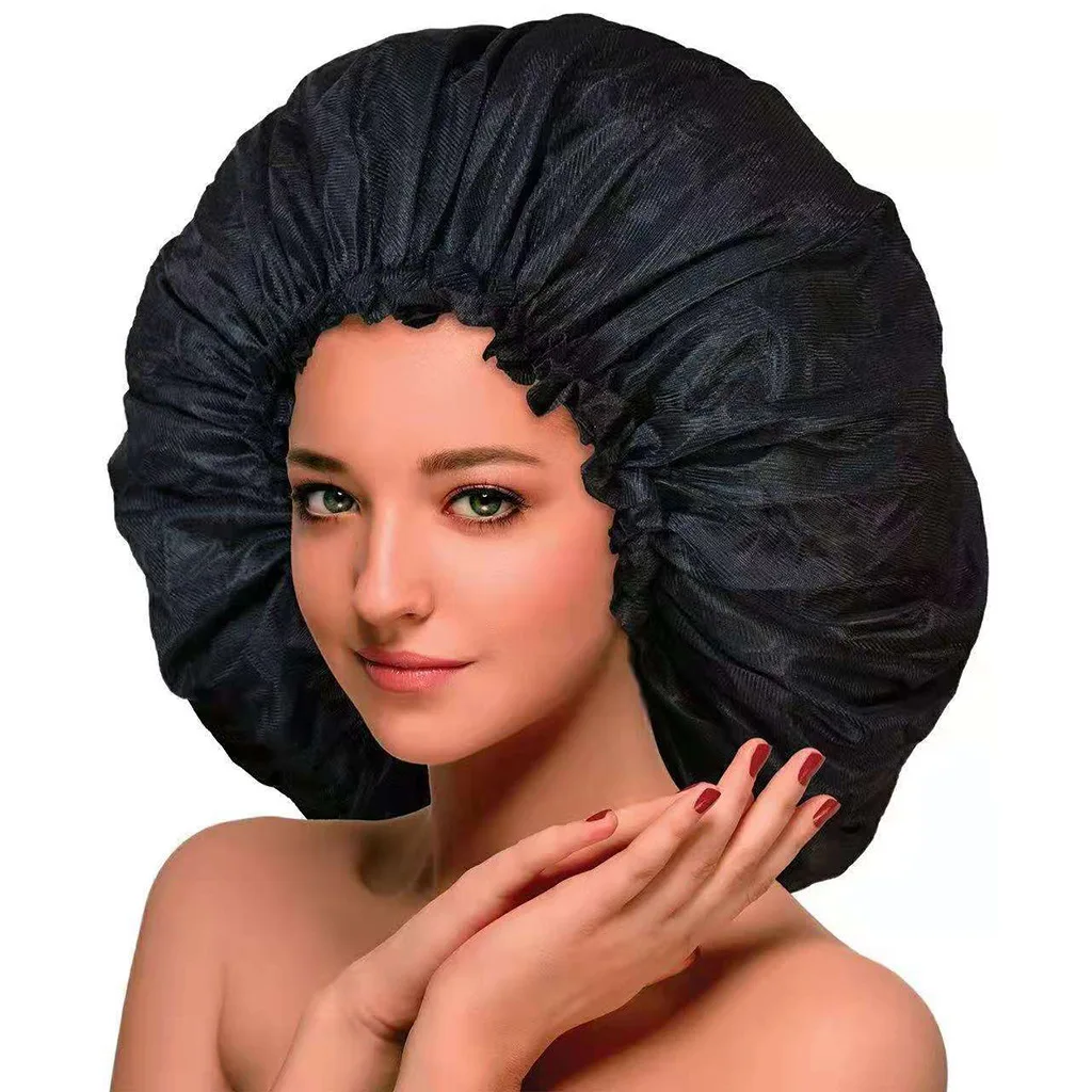 

Extra Large Satin Silky Bonnet Sleep Cap with Premium Elastic Band For Women Solid Color Head Wrap Brimmed Nightcap Night Hat 1X