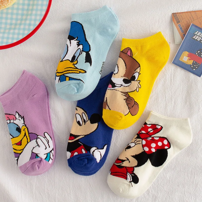 Носки лодочки Disney милые Мультяшные хлопковые короткие носки с Микки Маусом в
