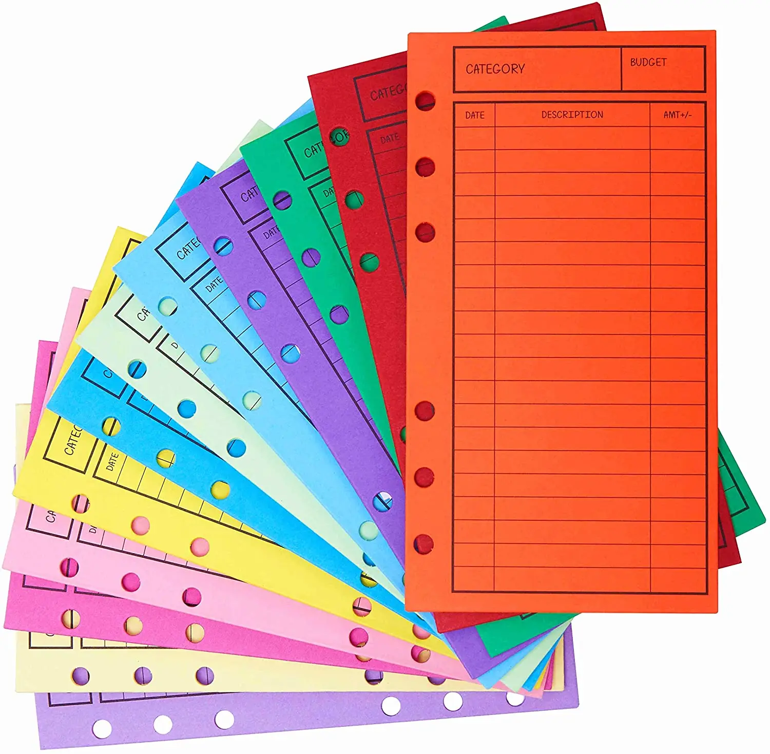 

New!! 12 Pcs Budget Envelopes Cardstock Cash Envelope System for Money Saving, Assorted Colors, Vertical Layout & Holepunched