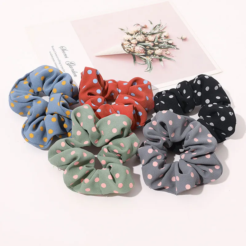 

Fashion Simple Hair Ties Ponytail Holder Hair Accessories Elastic Rubber Bands For Girls Korean Style Polka Dots Scrunchies