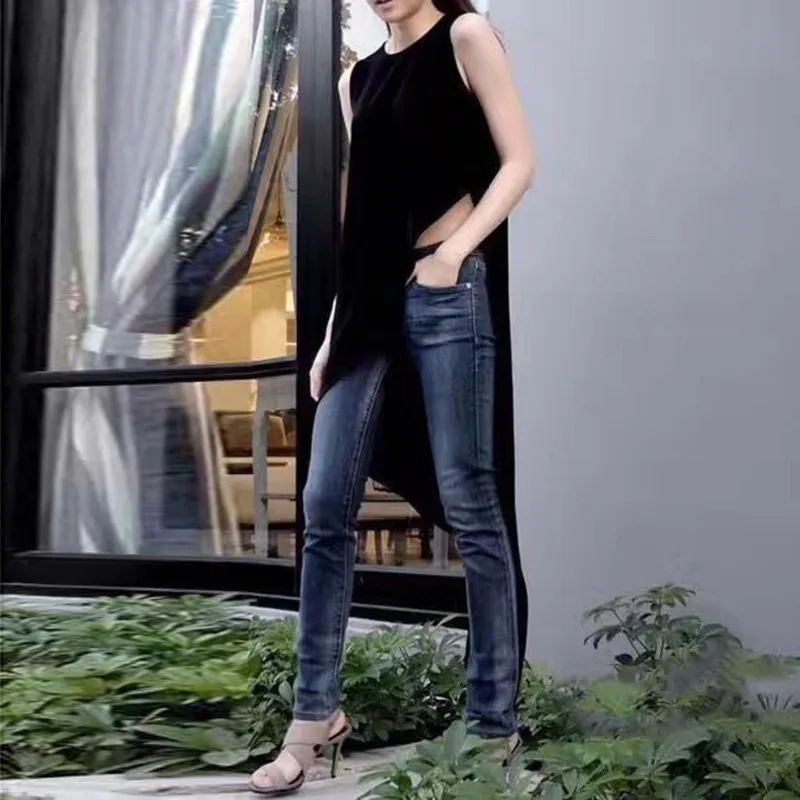 Блузка CHICEVER женская шифоновая рубашка с круглым вырезом без рукавов