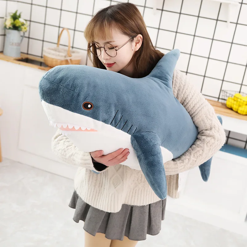 

15-60cm Giant Shark Plush Toy Soft Stuffed Speelgoed Animal Reading Pillow for Birthday Gifts Cushion Doll Gift For Children