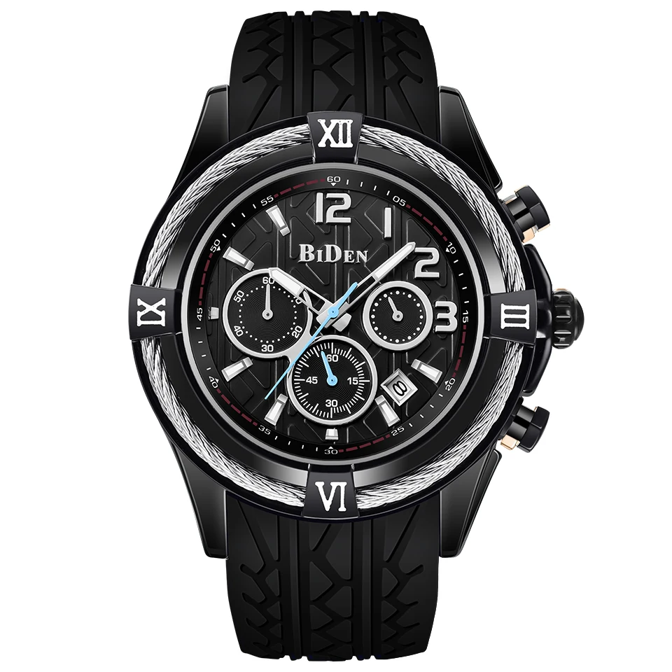 

Creative Luxury Brand Watch Men Multi-function Dial Date Quartz Wrist Watch Silicone Strap Luminous Hand Sport Clock Male Reloj