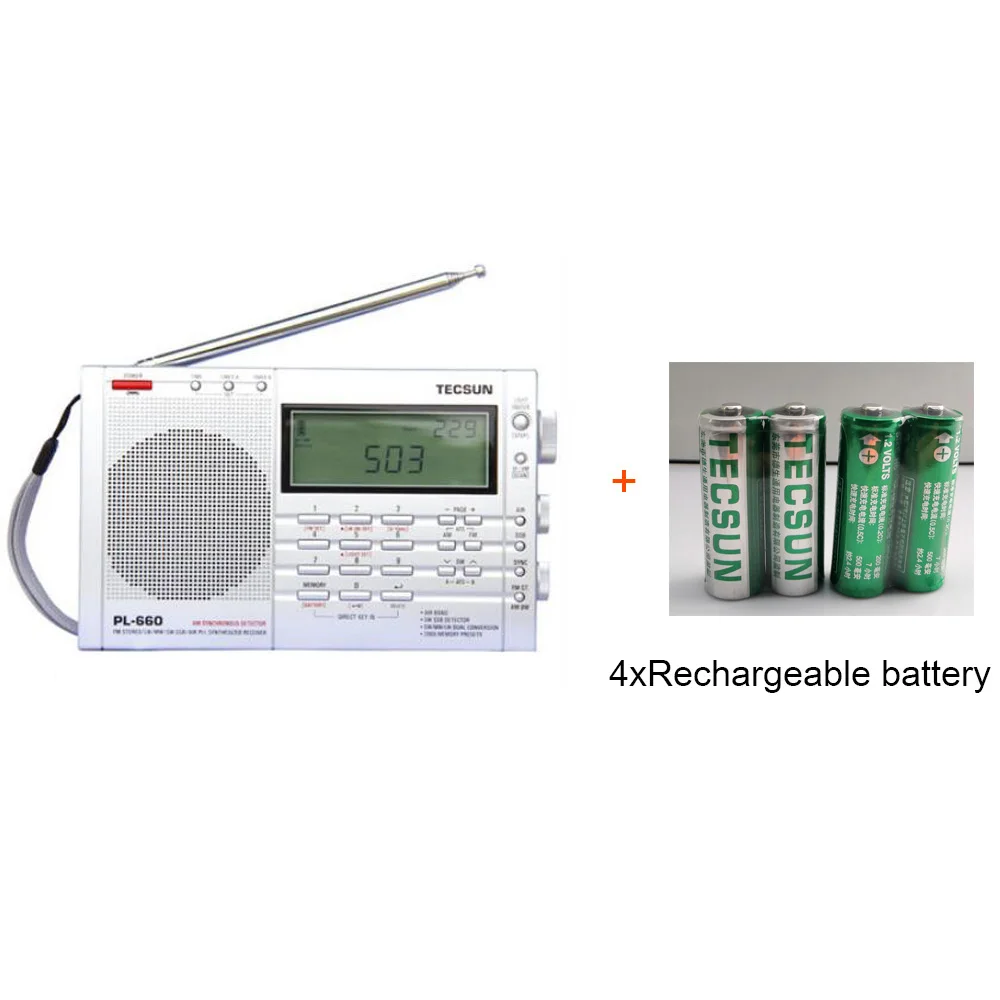 silver and battery Tecsun pl600 FM радио стерео PL-600 fm радио часы радио цифровой приемник SSB радио Цифровая Демодуляция - Цвет: silver and battery