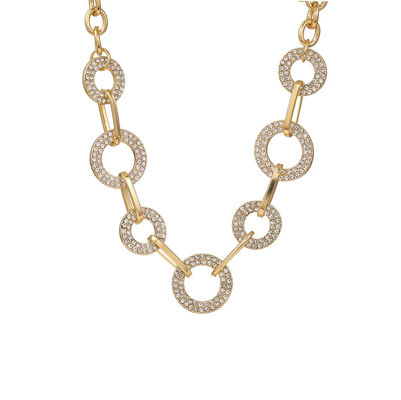 

2021 summer new trend girl jewelry necklace, alloy diamond-studded round party item decoration wholesale foreign trade