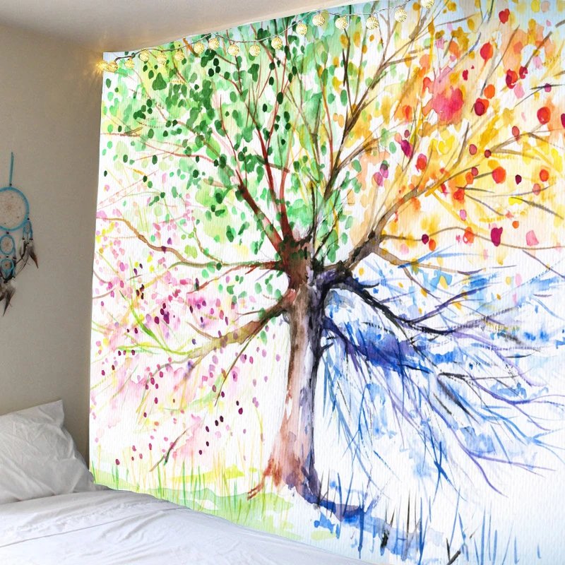 

Colorful Flower Tree Tapestry Nordic INS Style Dormitory Decoration Tapestry Hippie Bohemian Decoration Tapestry Bedroom Decorat