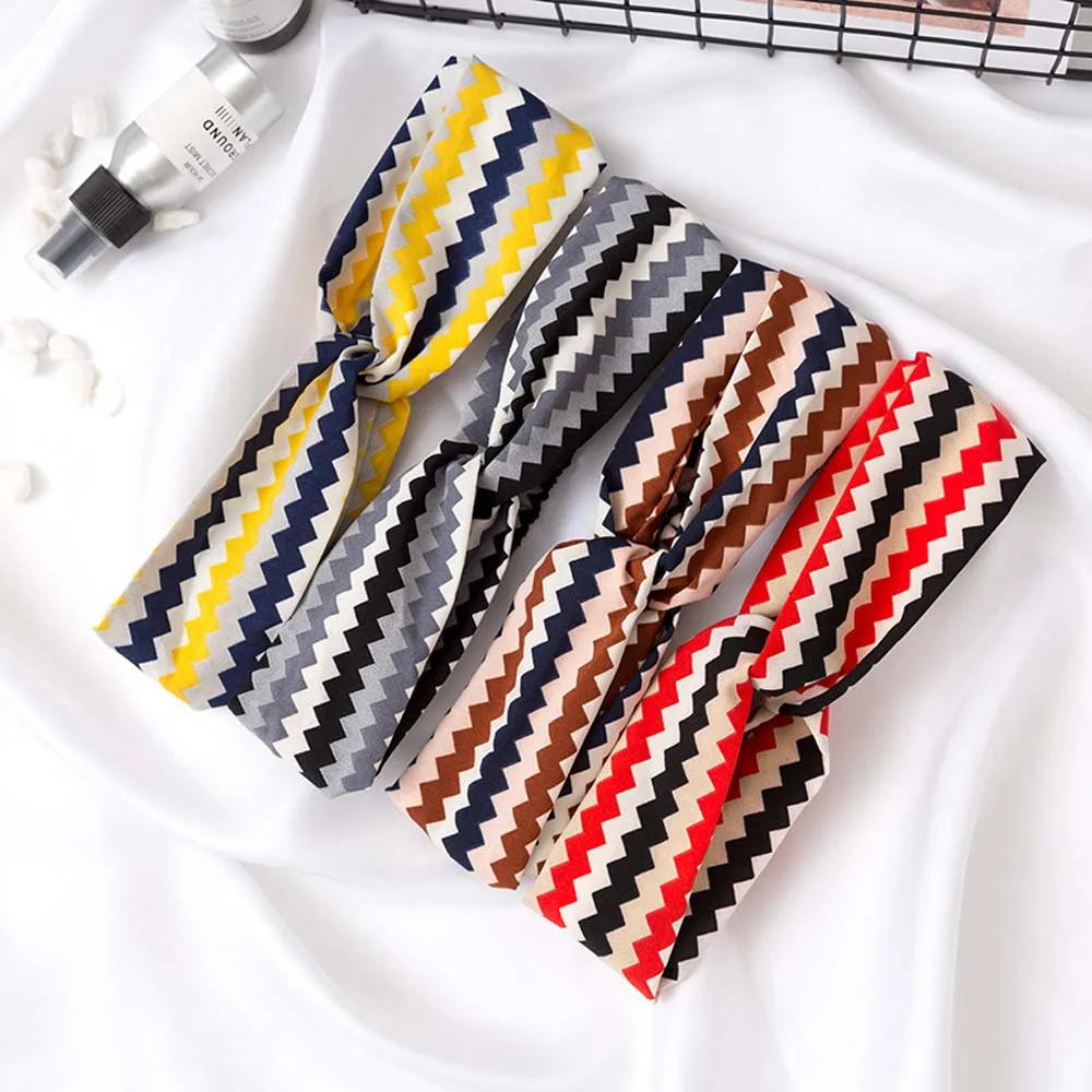 Повязка для волос женская с принтом мягкая эластичная лента узлом винтажный